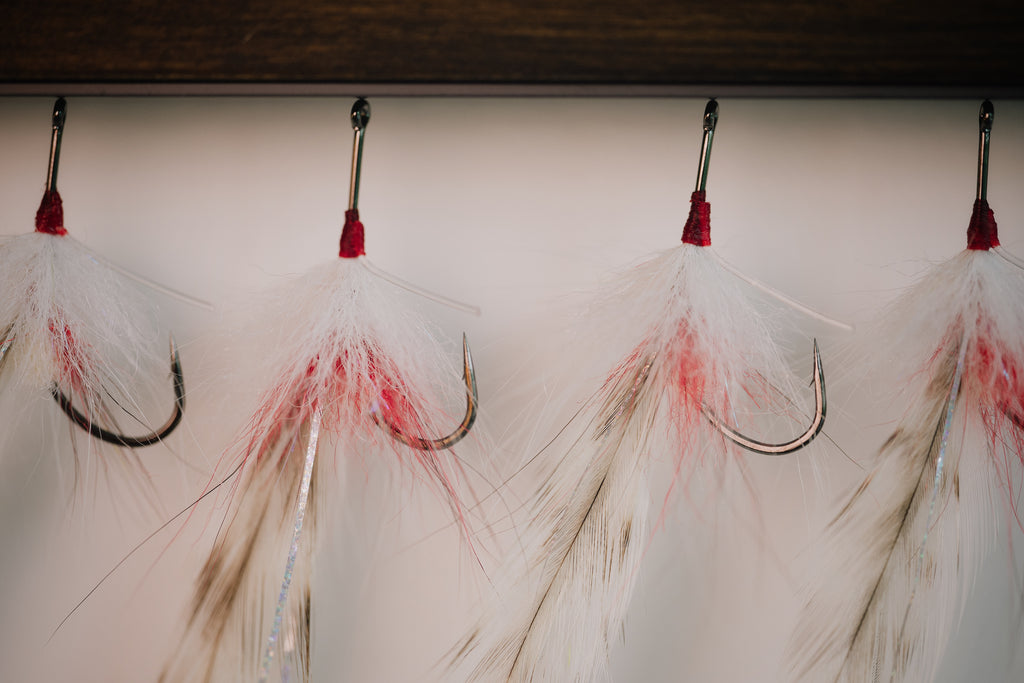 the Glades Deceiver snook fly in white colorway tied by Josh Idol of Two Aught Fly Fishing Co