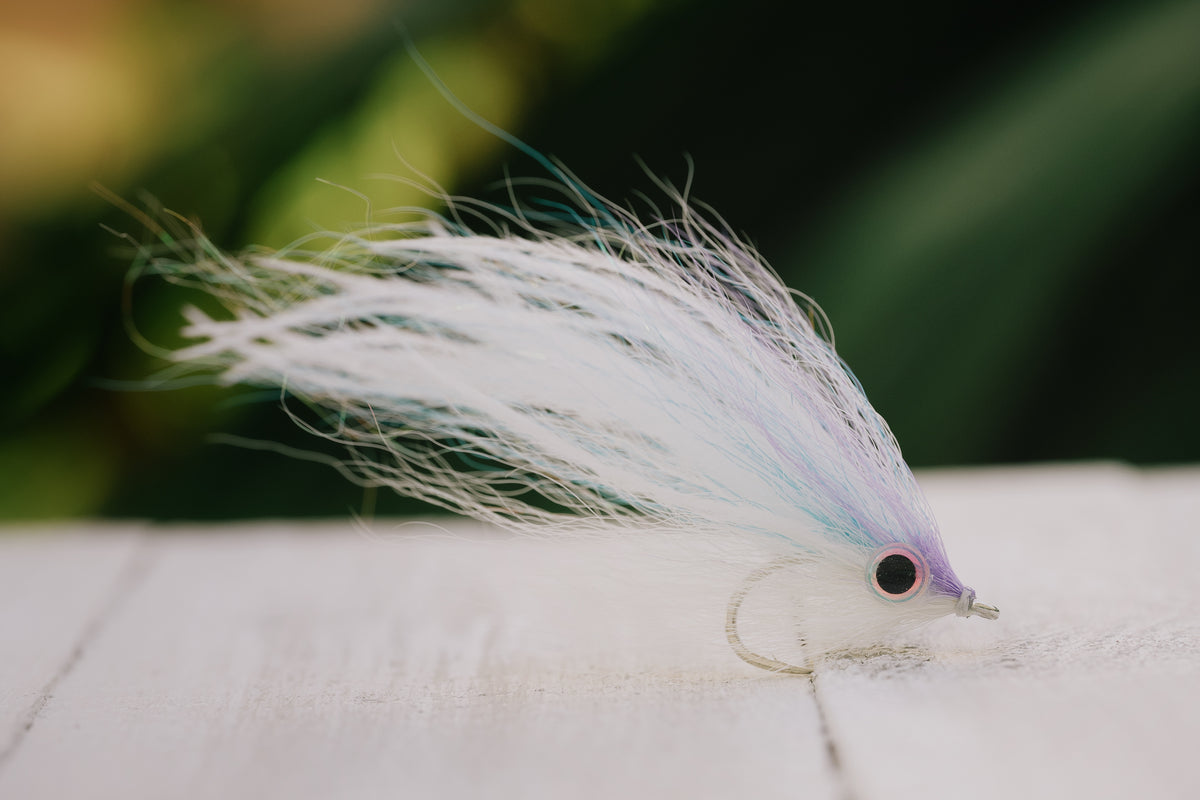 a closeup photo of the Pinfish fly tied by Josh Idol at Two Aught Fly Fishing Co