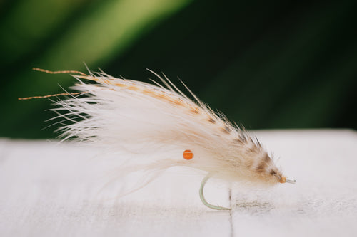 a photo of the Shrimp tarpon fly in natural colorway tied by Josh Idol of Two Aught Fly Fishing Co